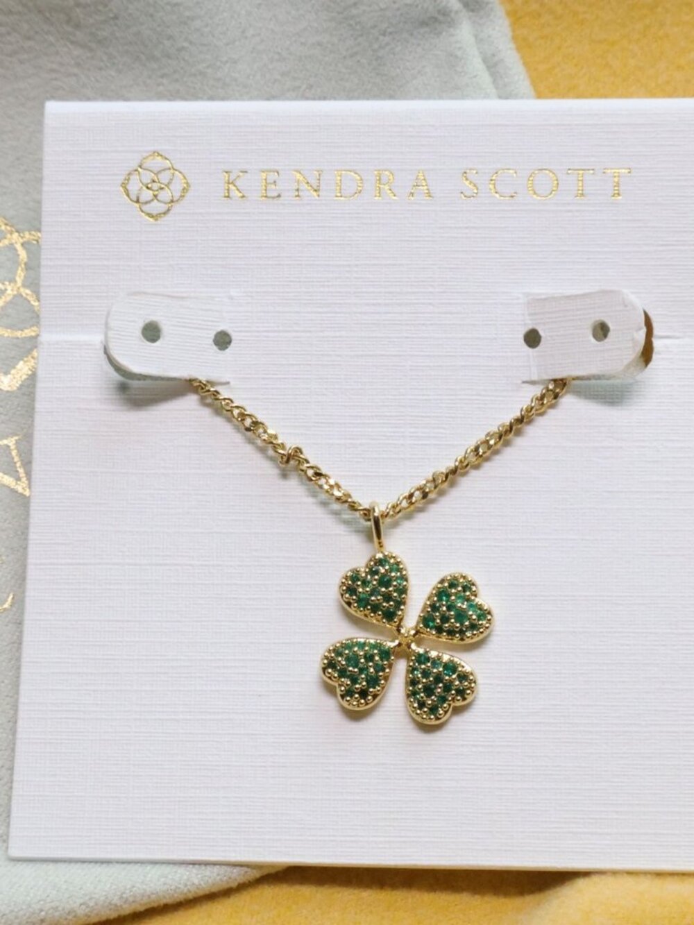 Kendra Scott Clover Short Necklace Green Crystal